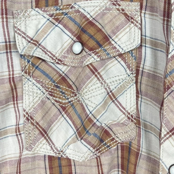 BKE Pearl Snap Shirt Mens M Standard Fit Multicolor Plaid Short Sleeve - Picture 4 of 6